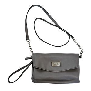 Nine West Silver Gray Fold Over Crossbody Purse Bag